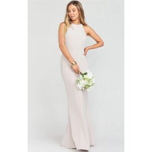 NWT SHOW ME YOUR MUMU Chicago High Neck Gray Blush Bridesmaid Dress Gown Sz XXS